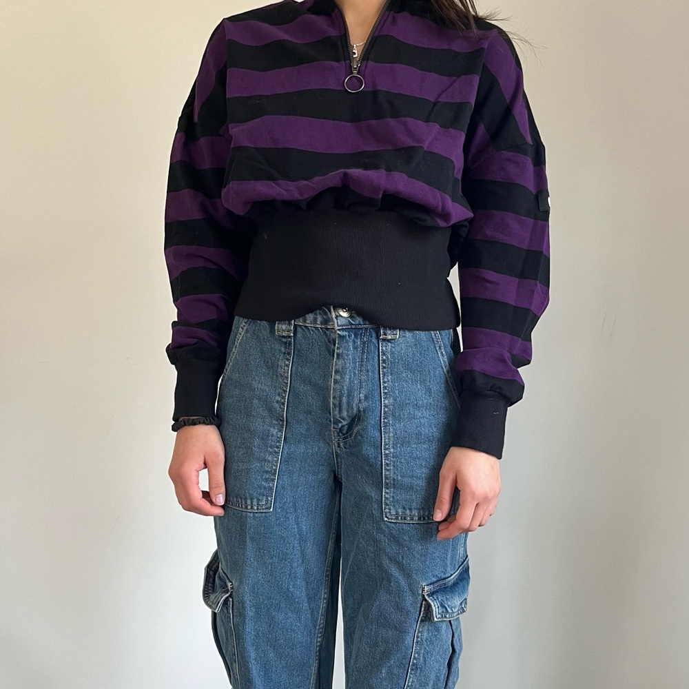 Lazy Oaf Black+Purple Striped Longsleeve